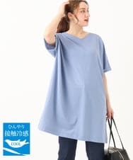 OLEGA29099 eur3(エウルキューブ) 【大きいサイズ/接触冷感】カノコボクシーシルエットチュニック ブルー(55)