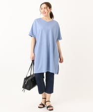 OLEGA29099 eur3(エウルキューブ) 【大きいサイズ/接触冷感】カノコボクシーシルエットチュニック ブルー(55)