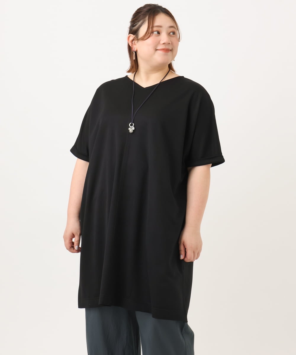 OLEGA29099 eur3(エウルキューブ) 【大きいサイズ/接触冷感】カノコボクシーシルエットチュニック ブラック(94)