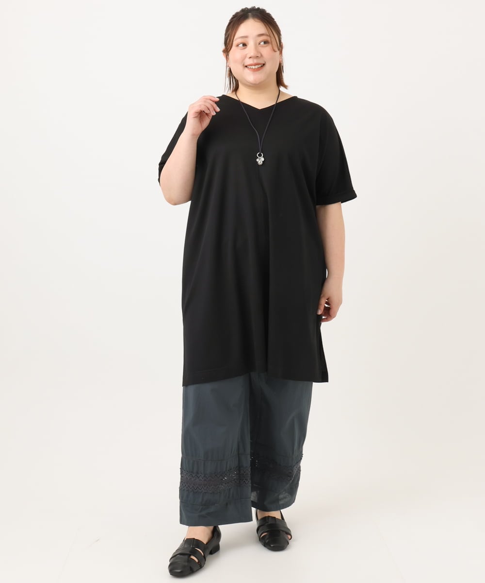 OLEGA29099 eur3(エウルキューブ) 【大きいサイズ/接触冷感】カノコボクシーシルエットチュニック ブラック(94)