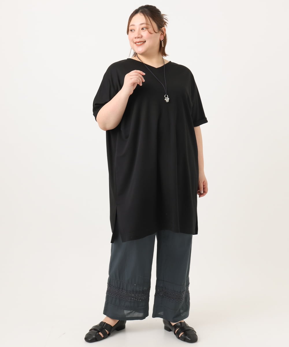 OLEGA29099 eur3(エウルキューブ) 【大きいサイズ/接触冷感】カノコボクシーシルエットチュニック ブラック(94)