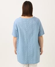 OLEGA40099 eur3(エウルキューブ) 【WEB先行販売】【大きいサイズ/soso×eur3】レースラグランチュニック ライトブルー(50)