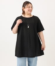 OLEGA40099 eur3(エウルキューブ) 【WEB先行販売】【大きいサイズ/soso×eur3】レースラグランチュニック ブラック(94)
