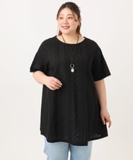 OLEGA40099 eur3(エウルキューブ) 【WEB先行販売】【大きいサイズ/soso×eur3】レースラグランチュニック ブラック(94)