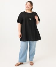 OLEGA40099 eur3(エウルキューブ) 【WEB先行販売】【大きいサイズ/soso×eur3】レースラグランチュニック ブラック(94)