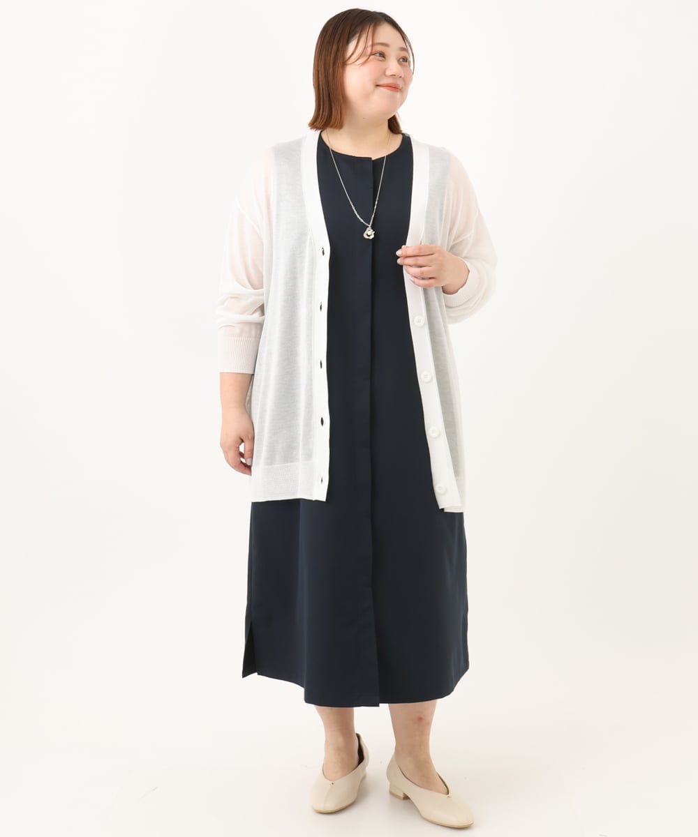 OLEGA41129 eur3(エウルキューブ) 【WEB先行販売】【大きいサイズ/soso×eur3】2wayノースリーブワンピース ネイビー(57)