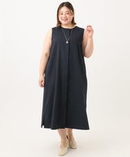 OLEGA41129 eur3(エウルキューブ) 【WEB先行販売】【大きいサイズ/soso×eur3】2wayノースリーブワンピース ネイビー(57)
