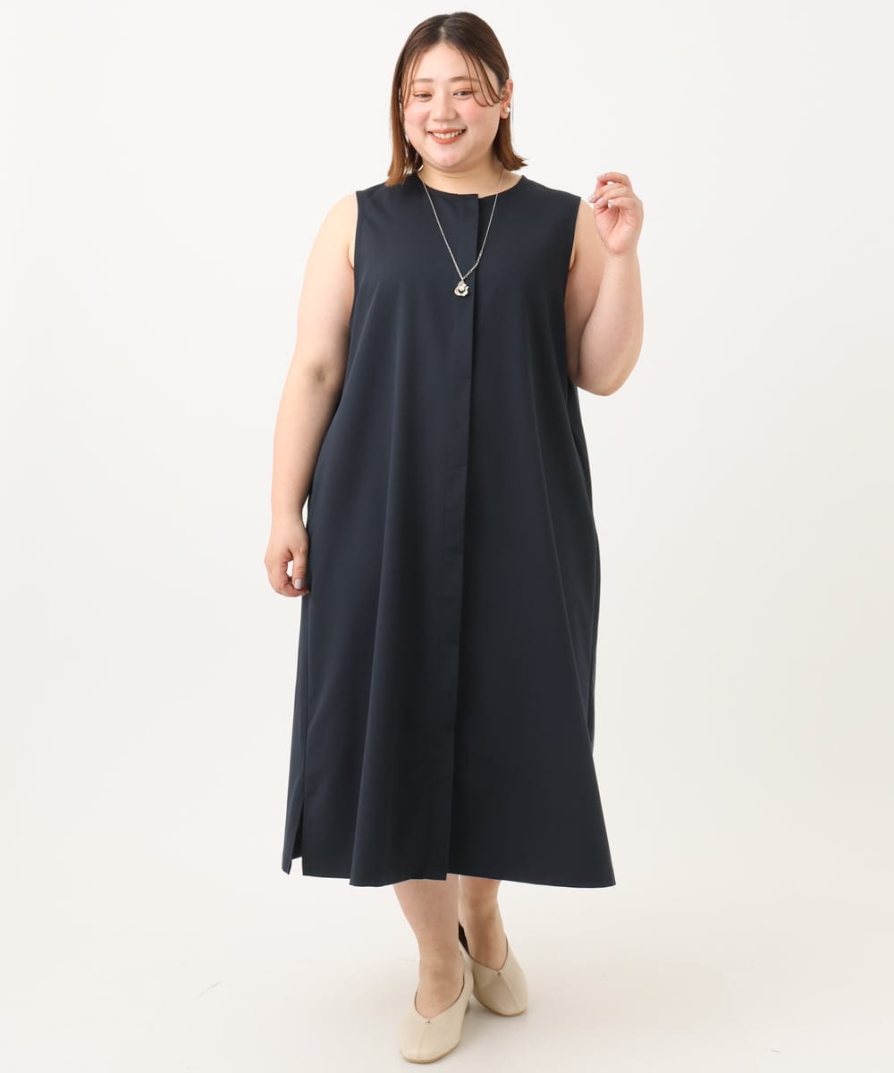 OLEGA41129 eur3(エウルキューブ) 【WEB先行販売】【大きいサイズ/soso×eur3】2wayノースリーブワンピース ネイビー(57)