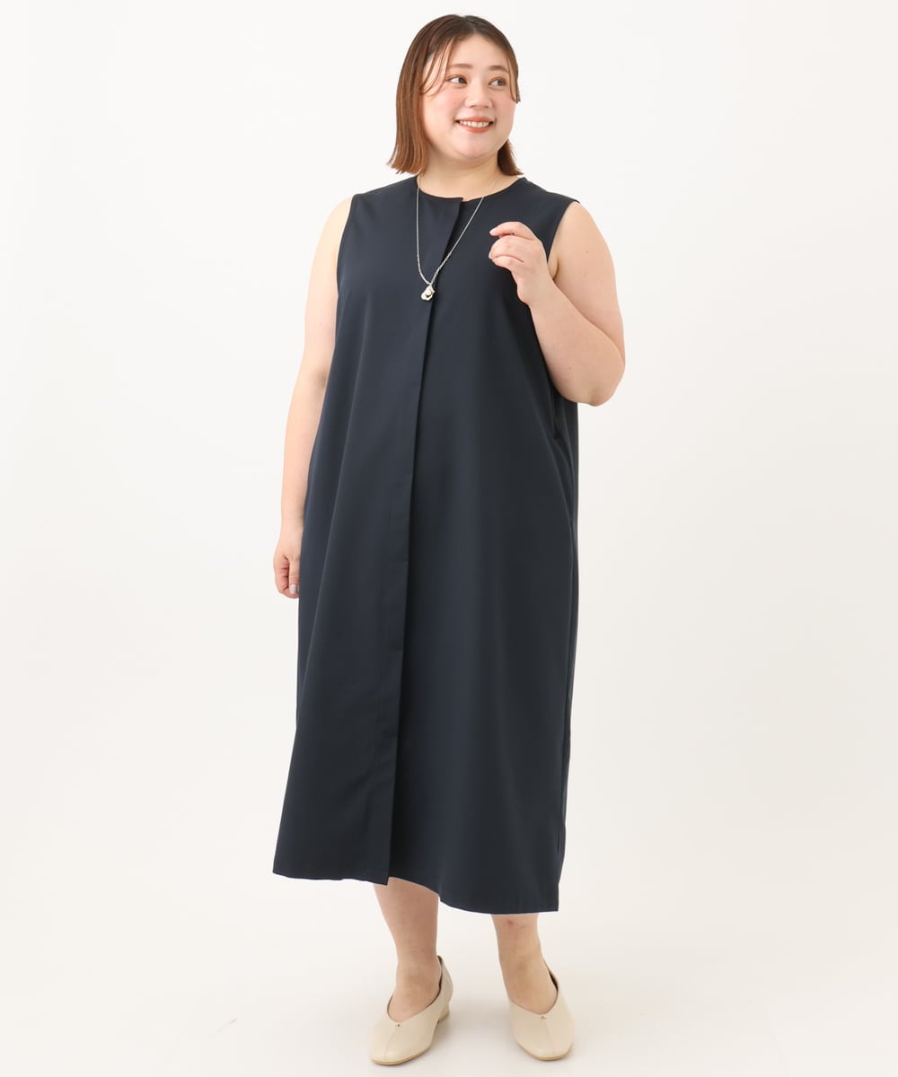 OLEGA41129 eur3(エウルキューブ) 【WEB先行販売】【大きいサイズ/soso×eur3】2wayノースリーブワンピース ネイビー(57)
