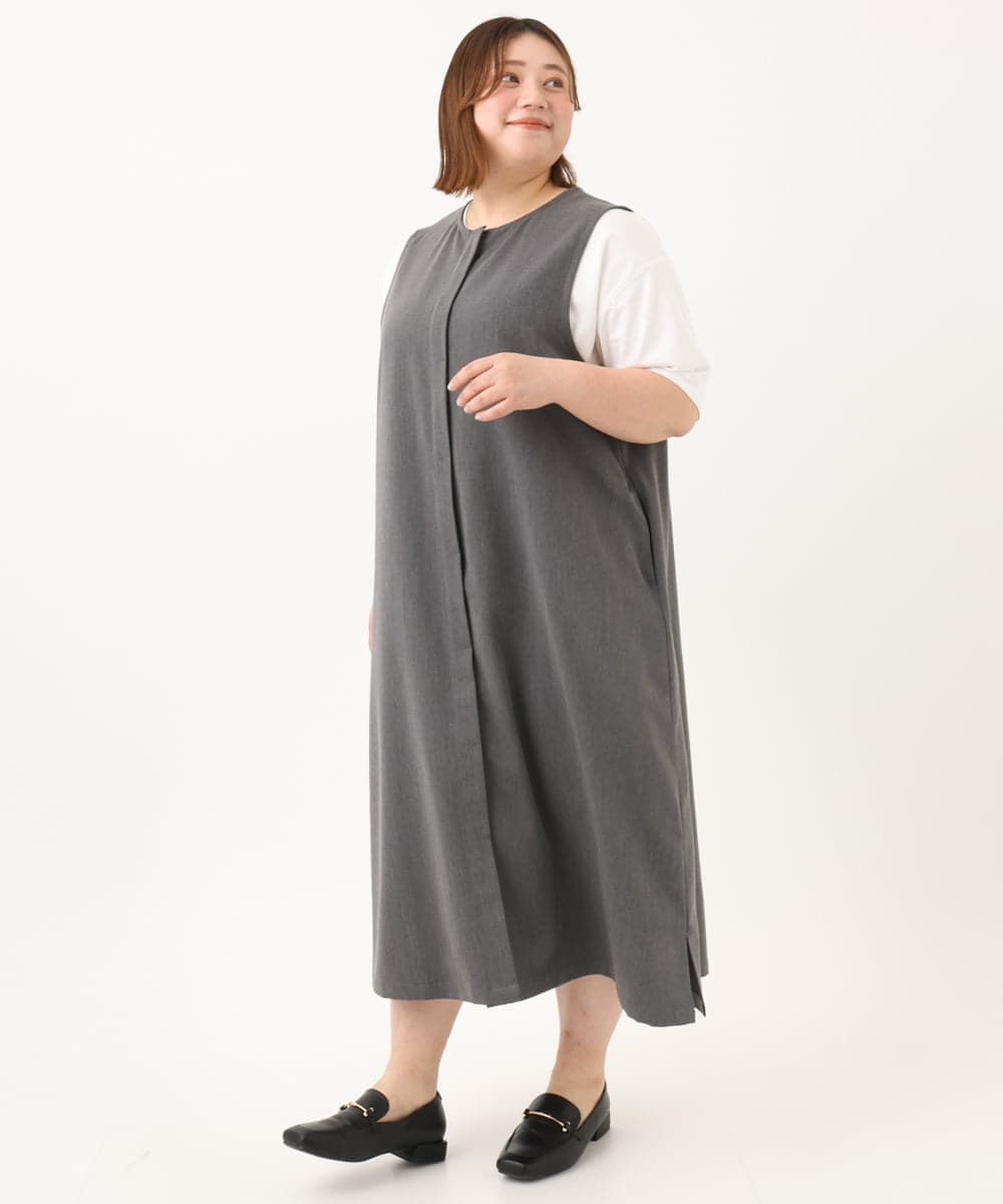 OLEGA41129 eur3(エウルキューブ) 【WEB先行販売】【大きいサイズ/soso×eur3】2wayノースリーブワンピース グレー(92)