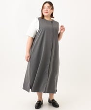 OLEGA41129 eur3(エウルキューブ) 【WEB先行販売】【大きいサイズ/soso×eur3】2wayノースリーブワンピース グレー(92)