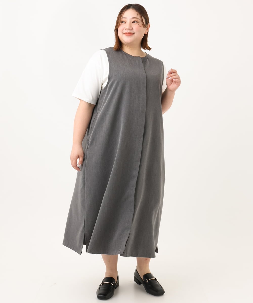 OLEGA41129 eur3(エウルキューブ) 【WEB先行販売】【大きいサイズ/soso×eur3】2wayノースリーブワンピース グレー(92)