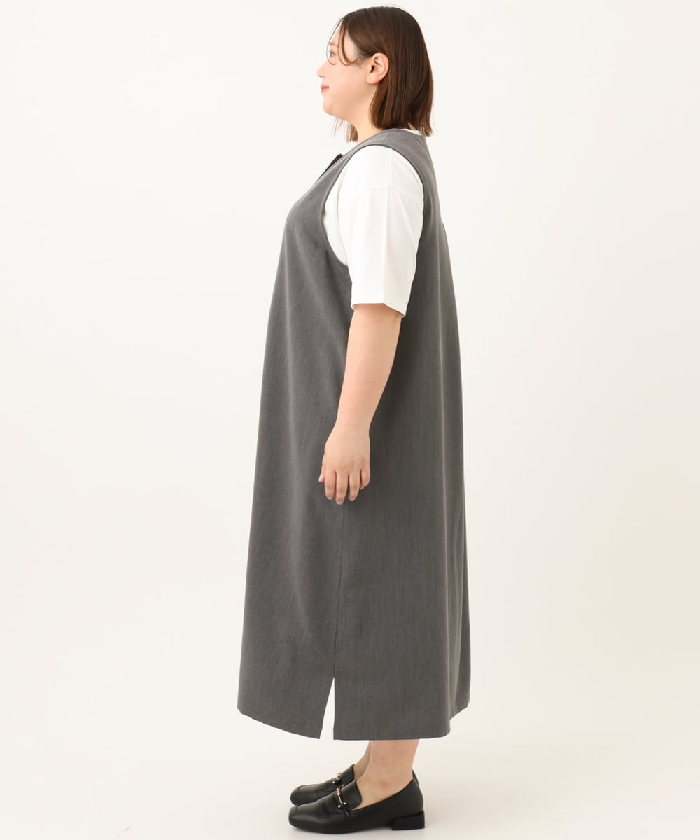 OLEGA41129 eur3(エウルキューブ) 【WEB先行販売】【大きいサイズ/soso×eur3】2wayノースリーブワンピース グレー(92)