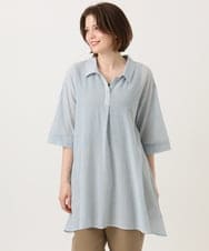 OLEGD04089 eur3(エウルキューブ) 【WEB先行販売】【大きいサイズ】コットンシアーチュニック ブルー