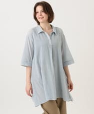 OLEGD04089 eur3(エウルキューブ) 【WEB先行販売】【大きいサイズ】コットンシアーチュニック ブルー