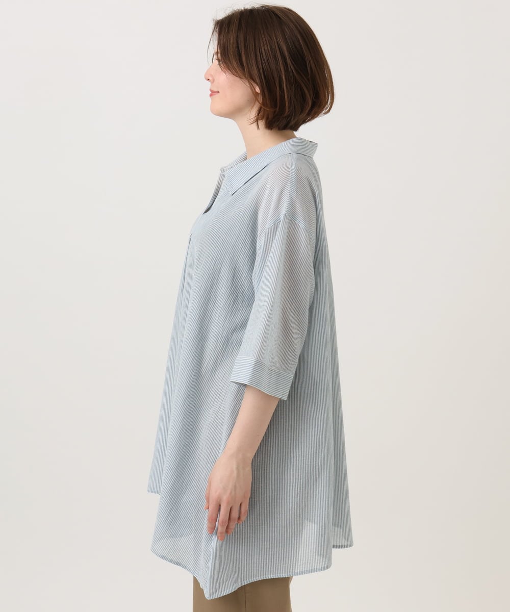 OLEGD04089 eur3(エウルキューブ) 【WEB先行販売】【大きいサイズ】コットンシアーチュニック ブルー