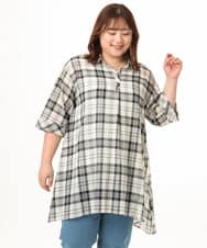 OLEGD04089 eur3(エウルキューブ) 【WEB先行販売】【大きいサイズ】コットンシアーチュニック アイボリー