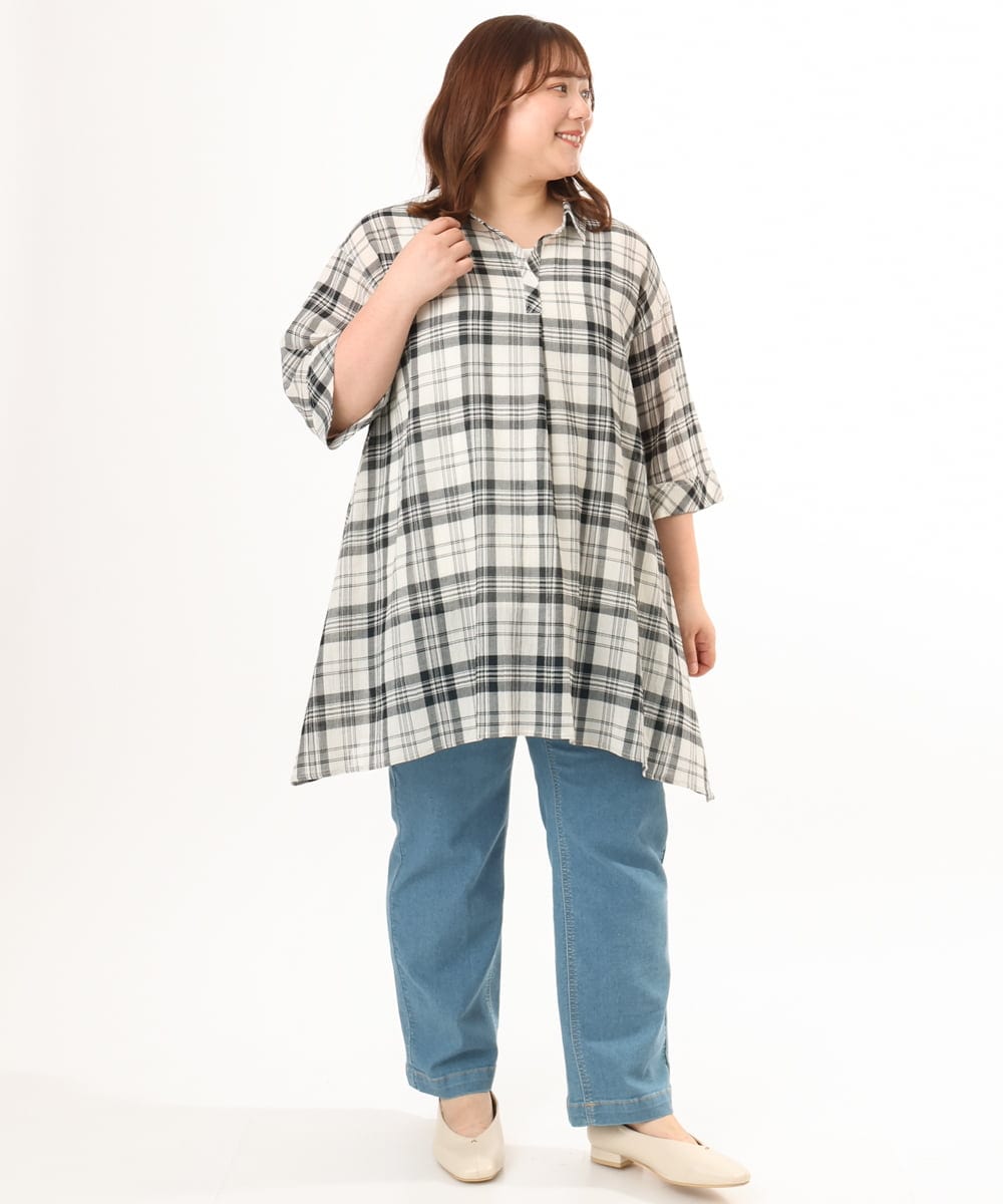 OLEGD04089 eur3(エウルキューブ) 【WEB先行販売】【大きいサイズ】コットンシアーチュニック アイボリー
