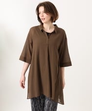 OLEGD04089 eur3(エウルキューブ) 【WEB先行販売】【大きいサイズ】コットンシアーチュニック ブラウン