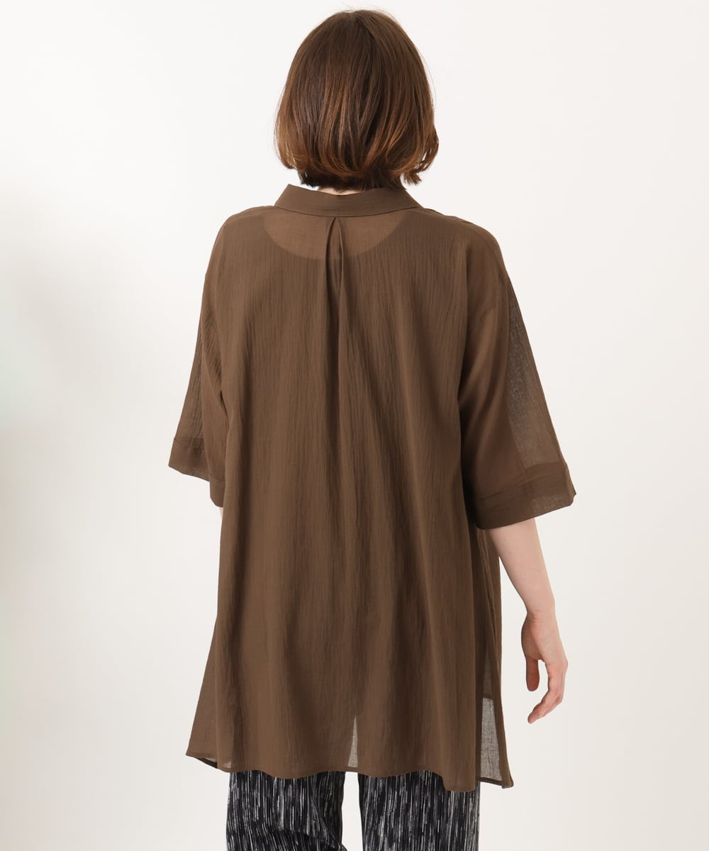 OLEGD04089 eur3(エウルキューブ) 【WEB先行販売】【大きいサイズ】コットンシアーチュニック ブラウン