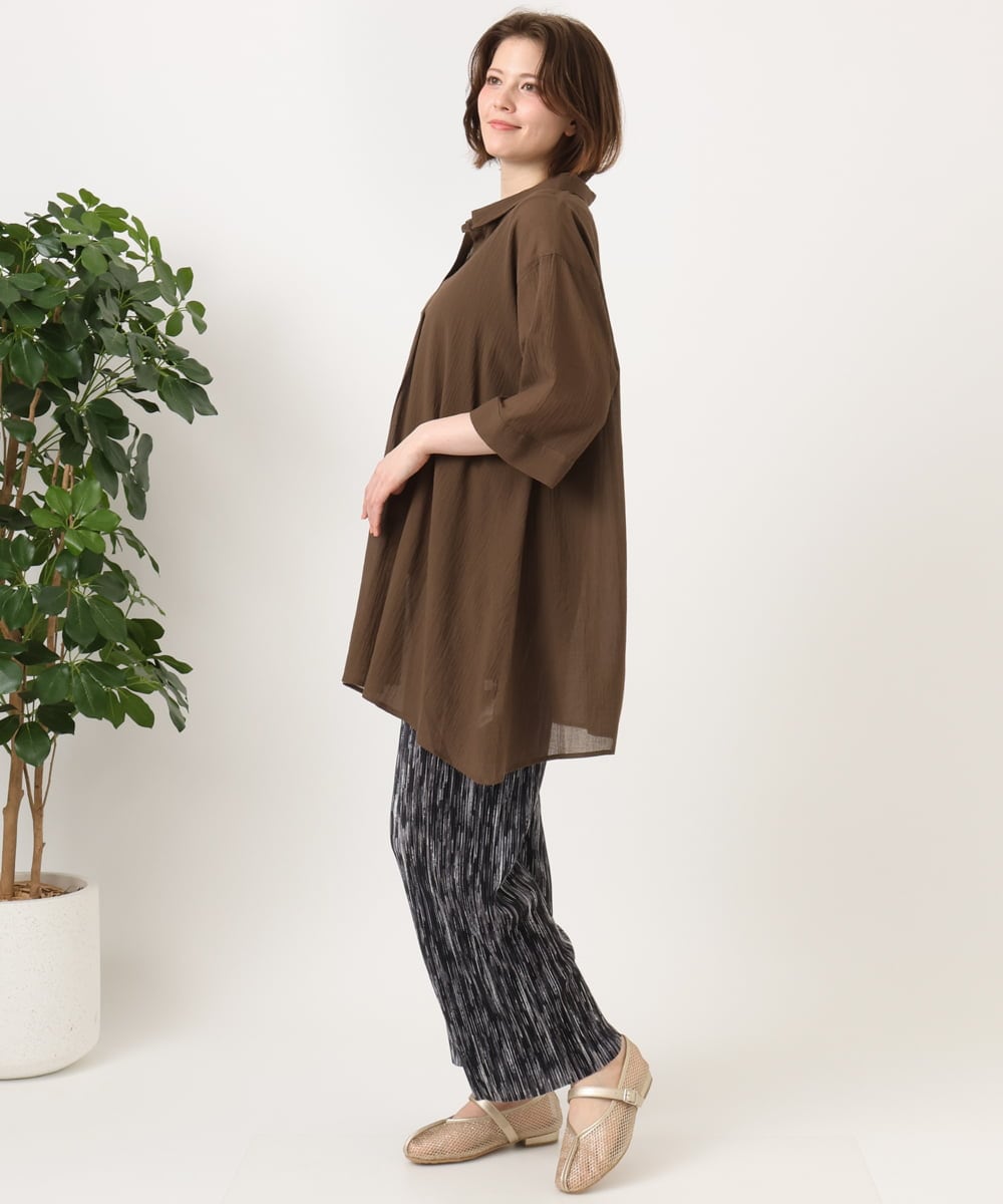 OLEGD04089 eur3(エウルキューブ) 【WEB先行販売】【大きいサイズ】コットンシアーチュニック ブラウン