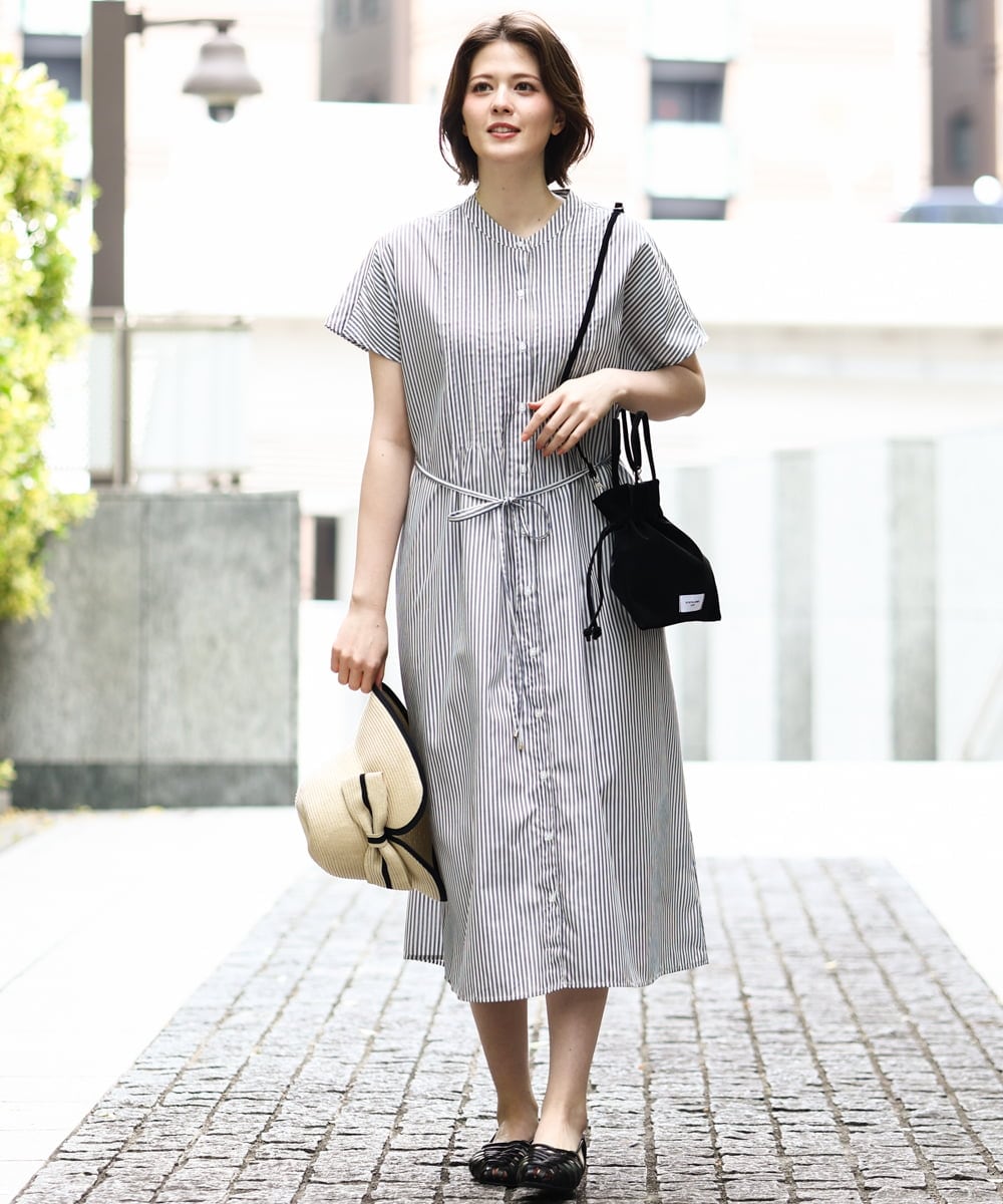 OLEGD14109 eur3(エウルキューブ) 【WEB先行販売】【大きいサイズ/a.v.v×eur3】ピンタックワンピース ネイビー