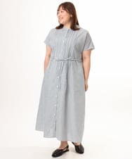 OLEGD14109 eur3(エウルキューブ) 【WEB先行販売】【大きいサイズ/a.v.v×eur3】ピンタックワンピース ネイビー