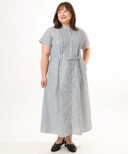 OLEGD14109 eur3(エウルキューブ) 【WEB先行販売】【大きいサイズ/a.v.v×eur3】ピンタックワンピース ネイビー