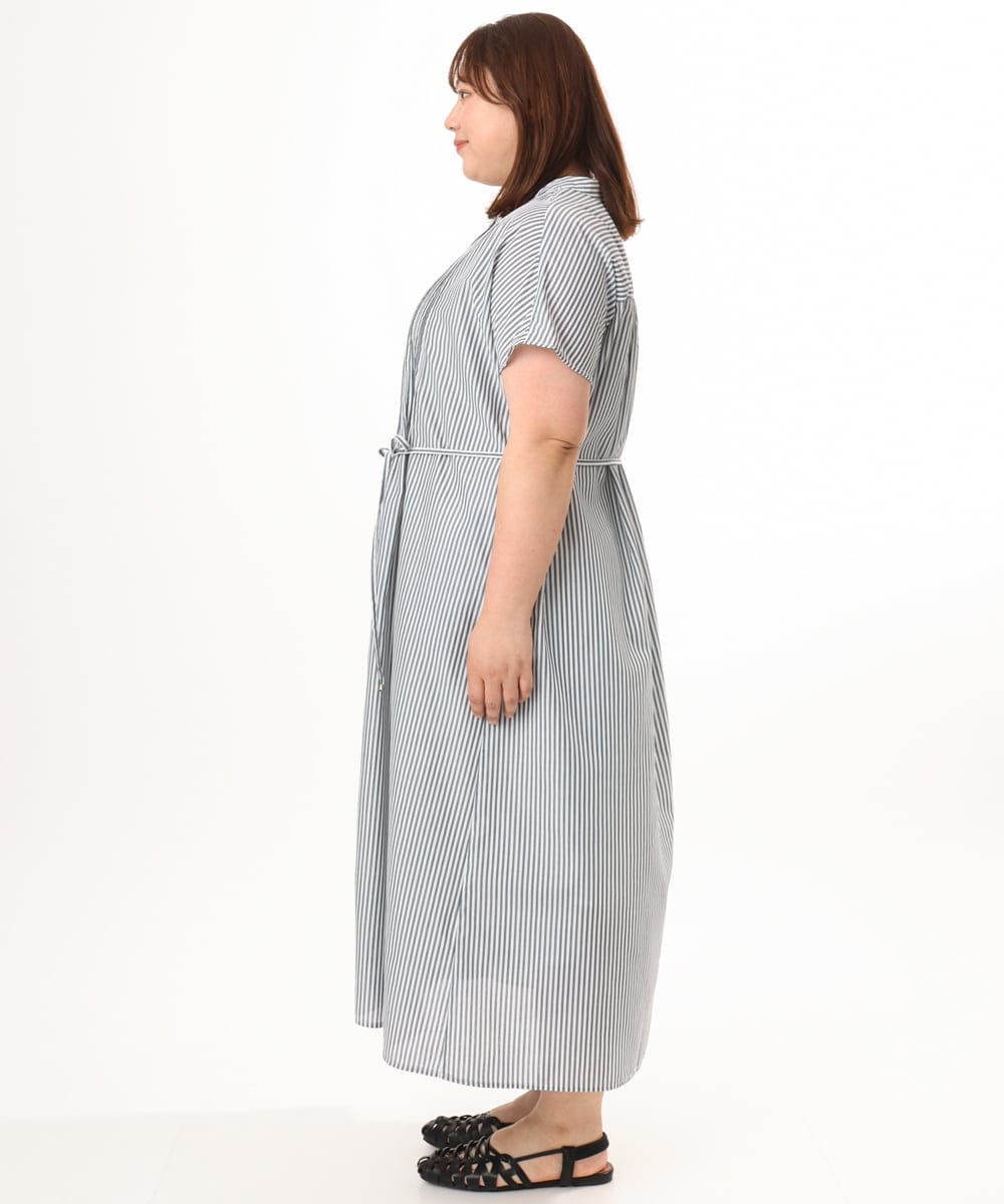 OLEGD14109 eur3(エウルキューブ) 【WEB先行販売】【大きいサイズ/a.v.v×eur3】ピンタックワンピース ネイビー