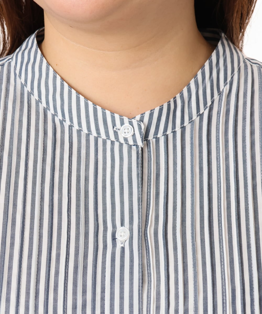 OLEGD14109 eur3(エウルキューブ) 【WEB先行販売】【大きいサイズ/a.v.v×eur3】ピンタックワンピース ネイビー