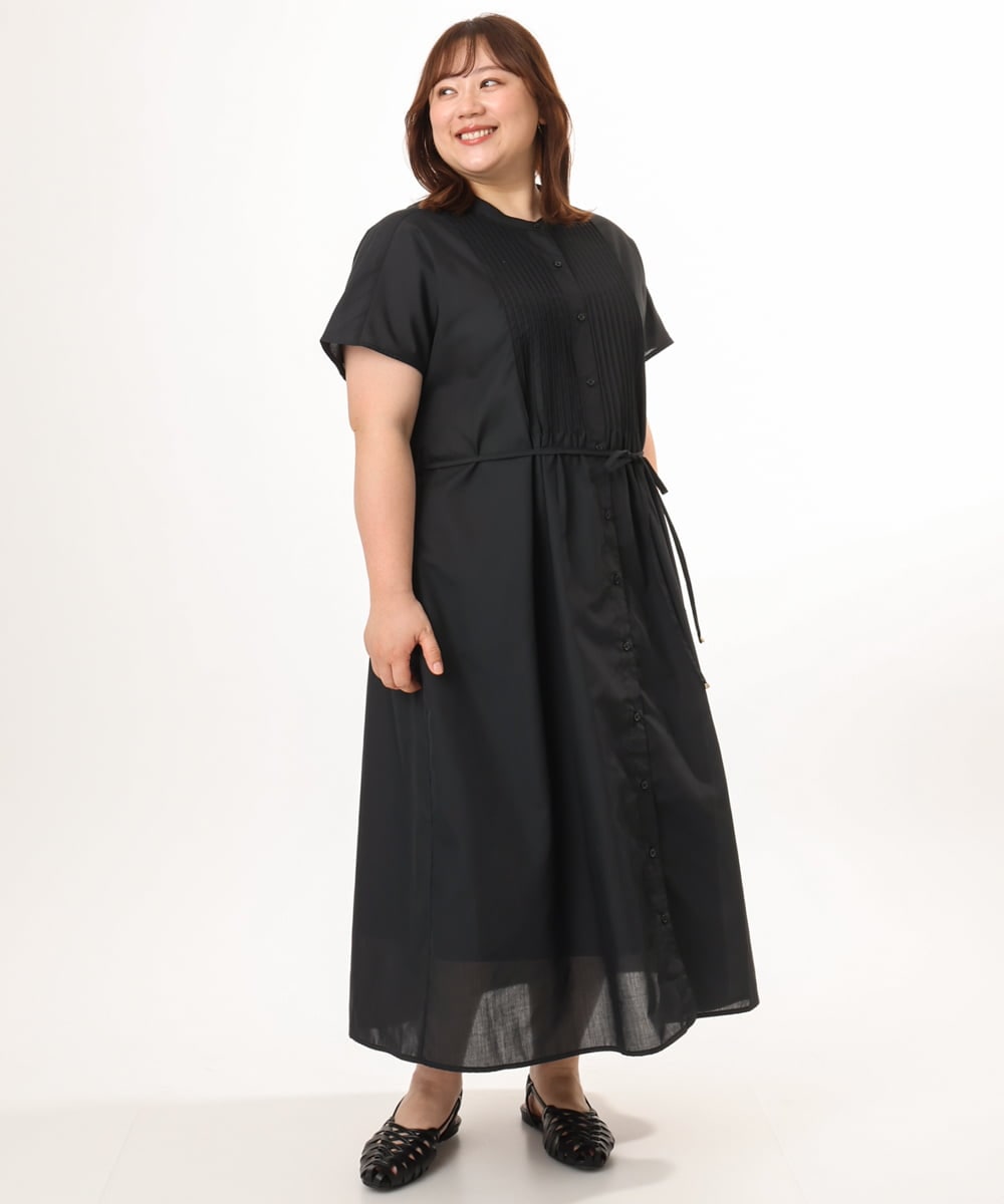 OLEGD14109 eur3(エウルキューブ) 【WEB先行販売】【大きいサイズ/a.v.v×eur3】ピンタックワンピース ブラック