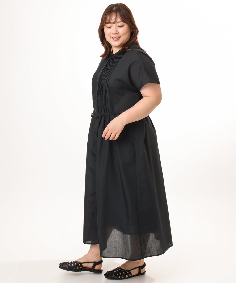 OLEGD14109 eur3(エウルキューブ) 【WEB先行販売】【大きいサイズ/a.v.v×eur3】ピンタックワンピース ブラック
