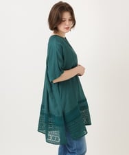 OLEGD17119 eur3(エウルキューブ) 【WEB先行販売】【大きいサイズ】裾レースチュニック グリーン