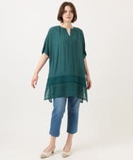OLEGD17119 eur3(エウルキューブ) 【WEB先行販売】【大きいサイズ】裾レースチュニック グリーン