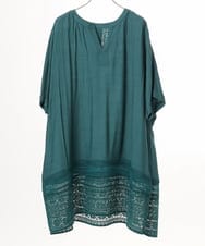 OLEGD17119 eur3(エウルキューブ) 【WEB先行販売】【大きいサイズ】裾レースチュニック グリーン