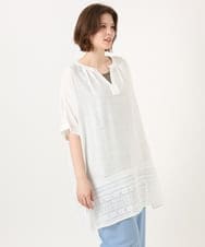 OLEGD17119 eur3(エウルキューブ) 【WEB先行販売】【大きいサイズ】裾レースチュニック ホワイト