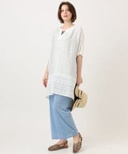 OLEGD17119 eur3(エウルキューブ) 【WEB先行販売】【大きいサイズ】裾レースチュニック ホワイト