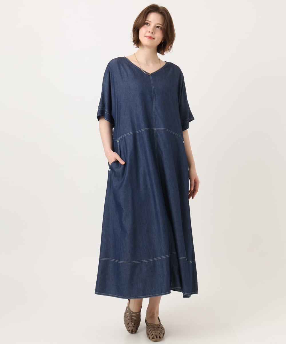 OLEGD22119 eur3(エウルキューブ) 【大きいサイズ】デニムワンピース ネイビー