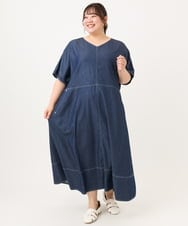 OLEGD22119 eur3(エウルキューブ) 【大きいサイズ】デニムワンピース ネイビー