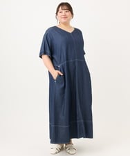 OLEGD22119 eur3(エウルキューブ) 【大きいサイズ】デニムワンピース ネイビー