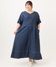 OLEGD22119 eur3(エウルキューブ) 【大きいサイズ】デニムワンピース ネイビー
