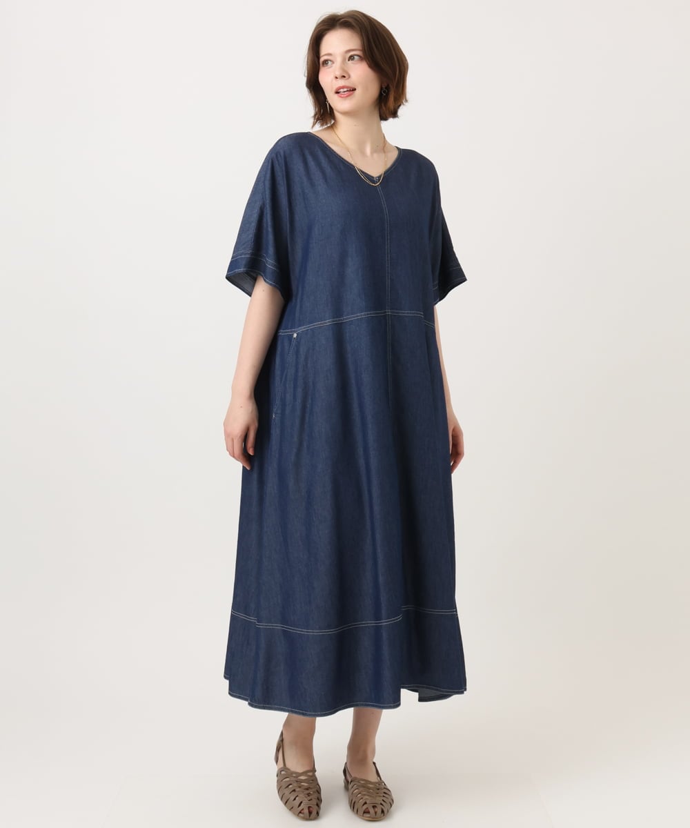 OLEGD22119 eur3(エウルキューブ) 【大きいサイズ】デニムワンピース ネイビー