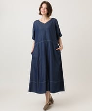 OLEGD22119 eur3(エウルキューブ) 【大きいサイズ】デニムワンピース ネイビー