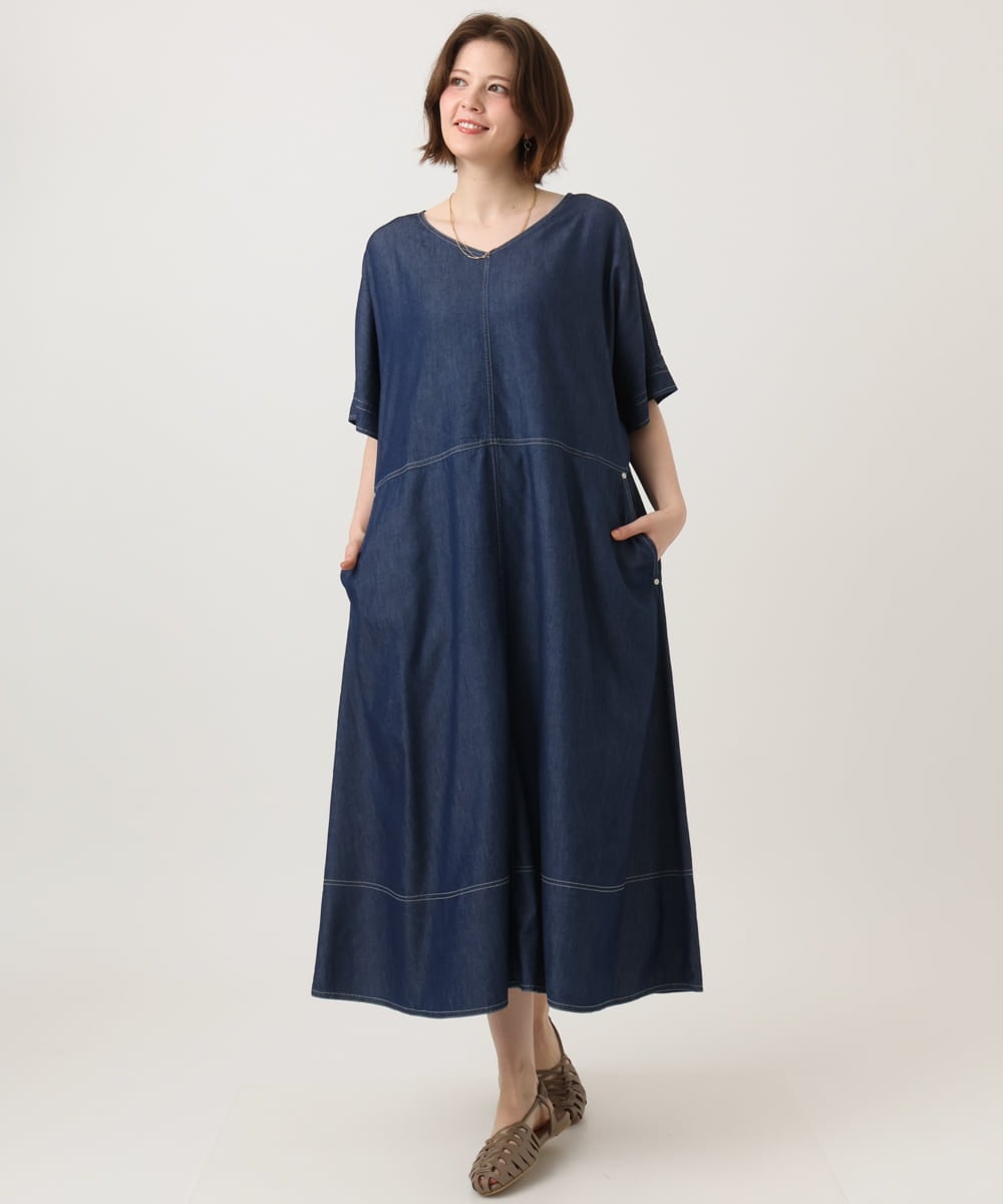 OLEGD22119 eur3(エウルキューブ) 【大きいサイズ】デニムワンピース ネイビー