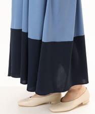 OLEGD23139 eur3(エウルキューブ) 【WEB先行販売】【大きいサイズ】バイカラーフレアスリーブワンピース ブルー