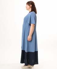OLEGD23139 eur3(エウルキューブ) 【WEB先行販売】【大きいサイズ】バイカラーフレアスリーブワンピース ブルー