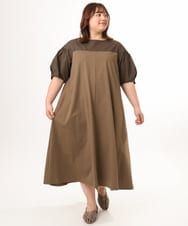 OLEGD24129 eur3(エウルキューブ) 【WEB先行販売】【大きいサイズ】切り替えコンビワンピース モカ