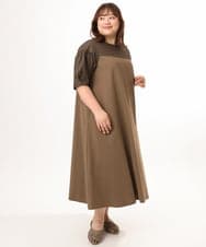 OLEGD24129 eur3(エウルキューブ) 【WEB先行販売】【大きいサイズ】切り替えコンビワンピース モカ
