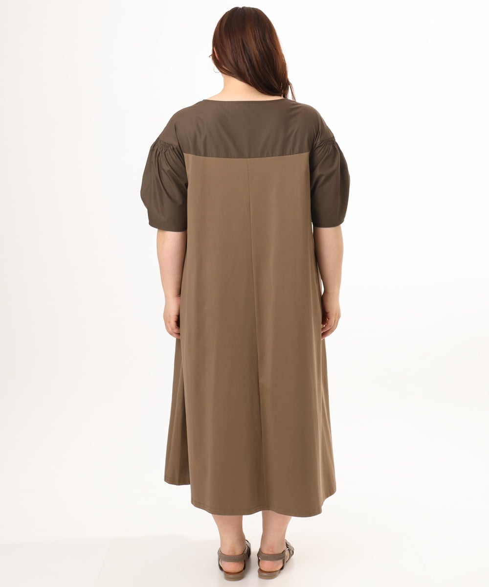 OLEGD24129 eur3(エウルキューブ) 【WEB先行販売】【大きいサイズ】切り替えコンビワンピース モカ