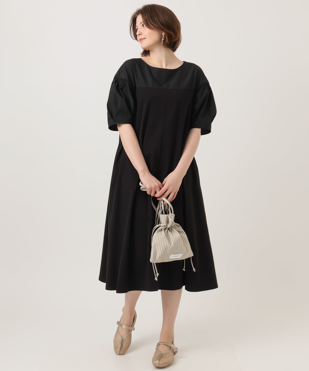 OLEGD24129 eur3(エウルキューブ) 【WEB先行販売】【大きいサイズ】切り替えコンビワンピース ブラック